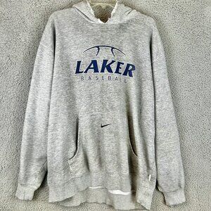 Vintage NIKE Lake Oswego Laker High School 90s Center Swoosh Hoodie XXL RARE Y2K